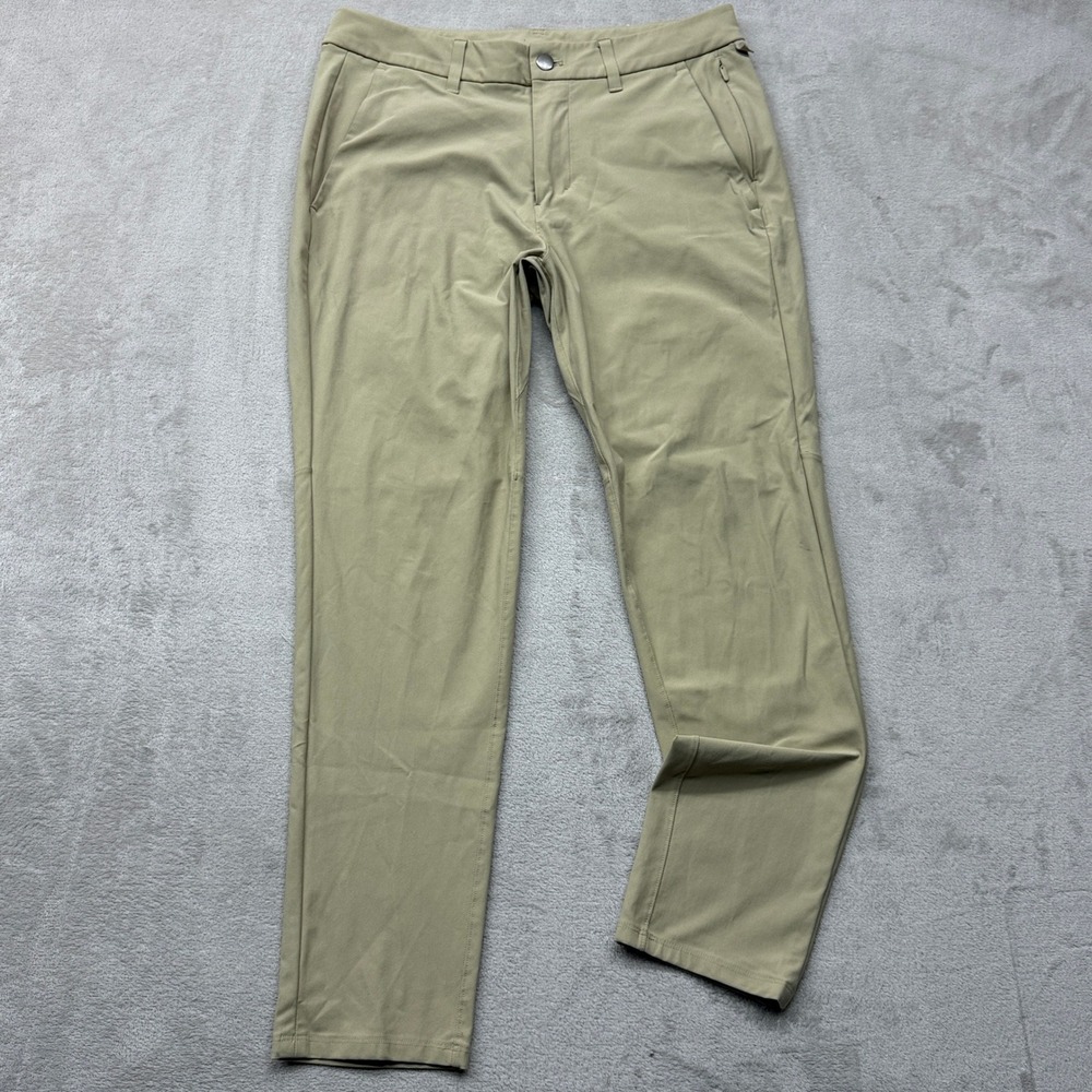 Lululemon Commission Pant Mens 31x28 Tan Khaki Warpstreme Slim Fit Trousers Golf